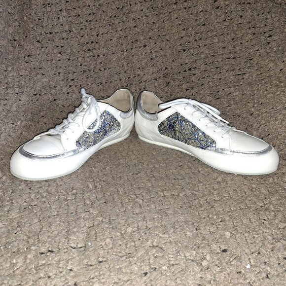 WERNER KERN-Carol-White Leather/Blue/Silver Glitter-Dance Sneakers-Sz 7.5UK/10US - Picture 4 of 8